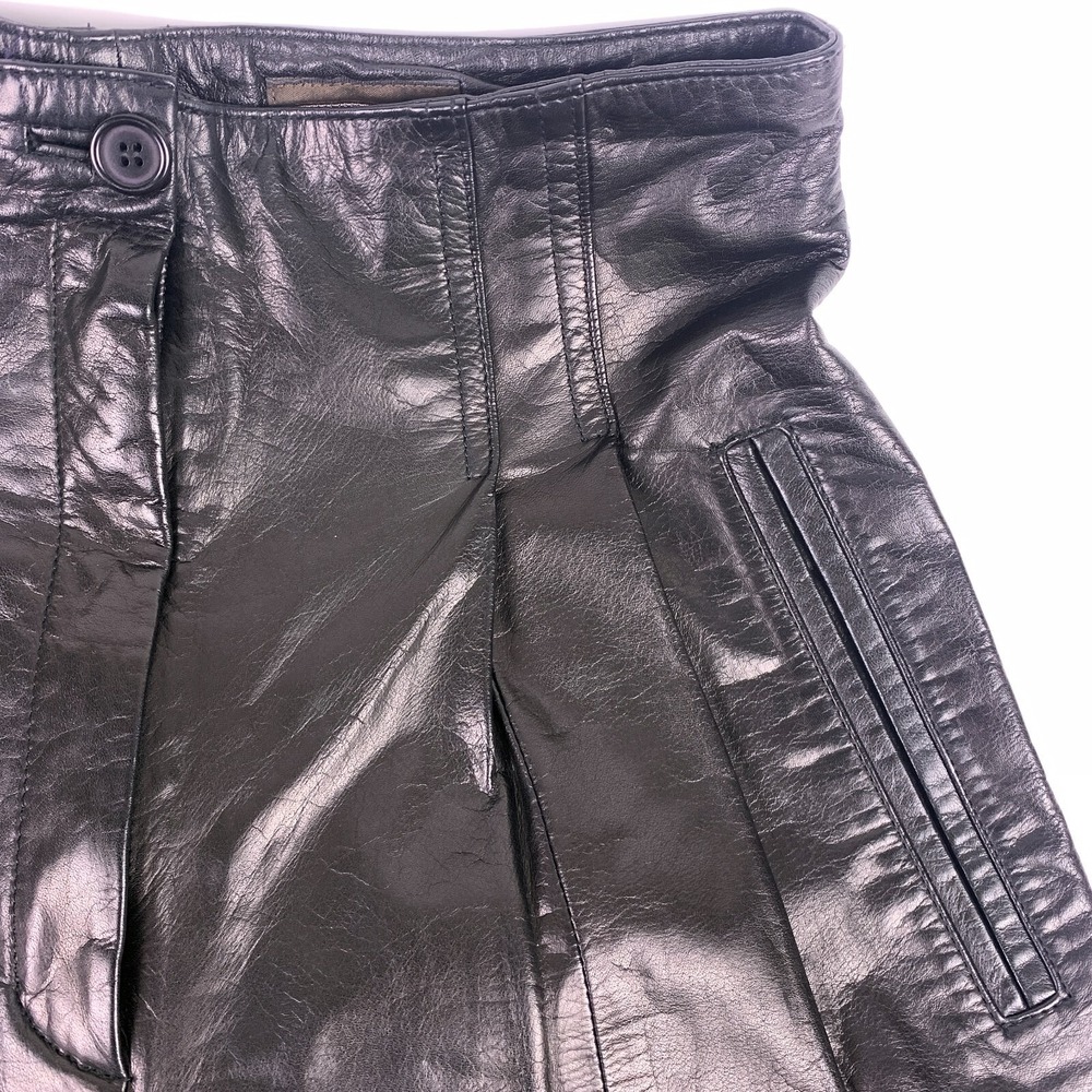 VTG Toffs Black Leather Pants Womens Sz 6 Pleated Tapered High Rise Lined 80/90s